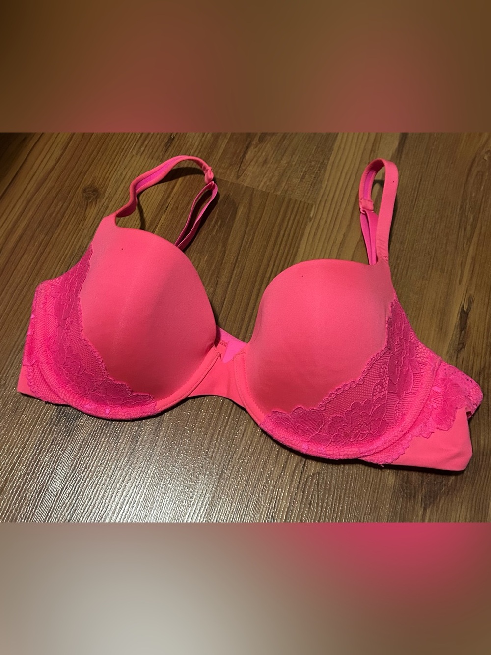 La SENZA Hot Pink Lace-Trim Push-Up Bra